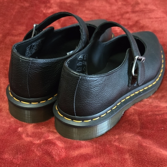 Elphie Doc Martens Black Pointed Toe Mary Jane Leather Shoes - Picture 2 of 5